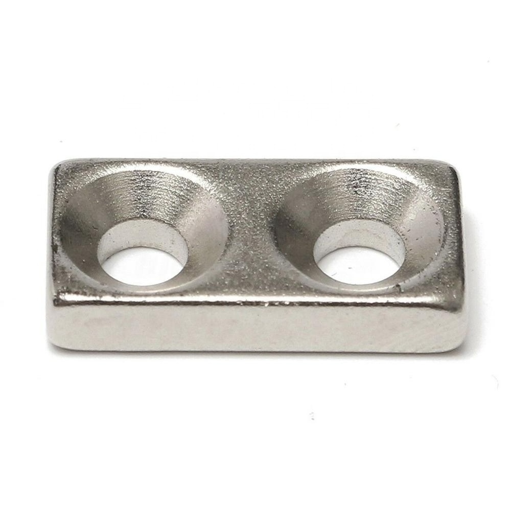 Super Strong N52 N35 Block Countersunk Neodymium Magnet Rectangular Pot Magnet With Counter Bore