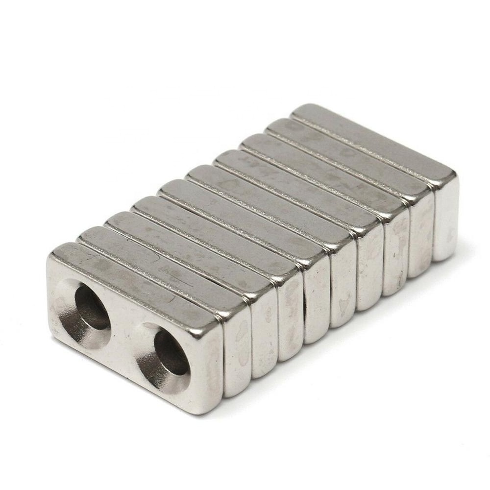 Super Strong N52 N35 Block Countersunk Neodymium Magnet Rectangular Pot Magnet With Counter Bore