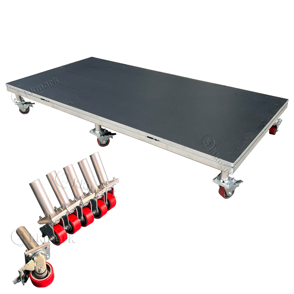 KKMARK Quick Lock Staging Deck4x4 4x8 Aluminum Portable Mobile Stage with wheels