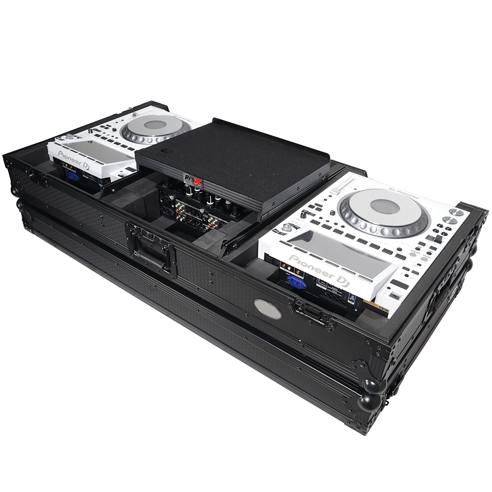 performance activities portable DJ flight road Case for Pioneer 2X CDJ-3000 CD and DJM-900NXS2 Mixer W/Wheels & Laptop Shelf