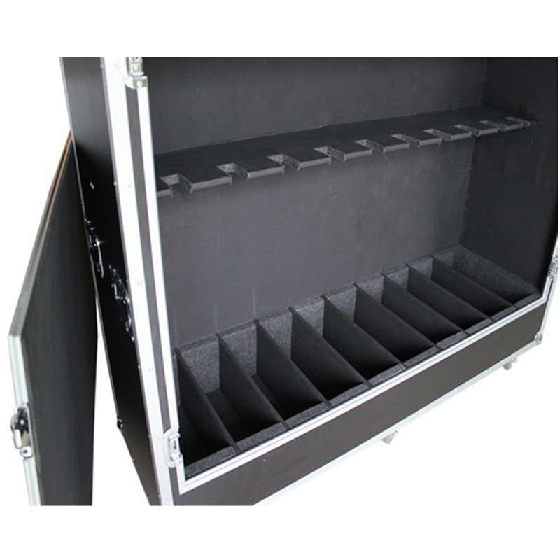 Customized Aluminum Guitar Flight Case for 8 Instruments with Wheels for Carry