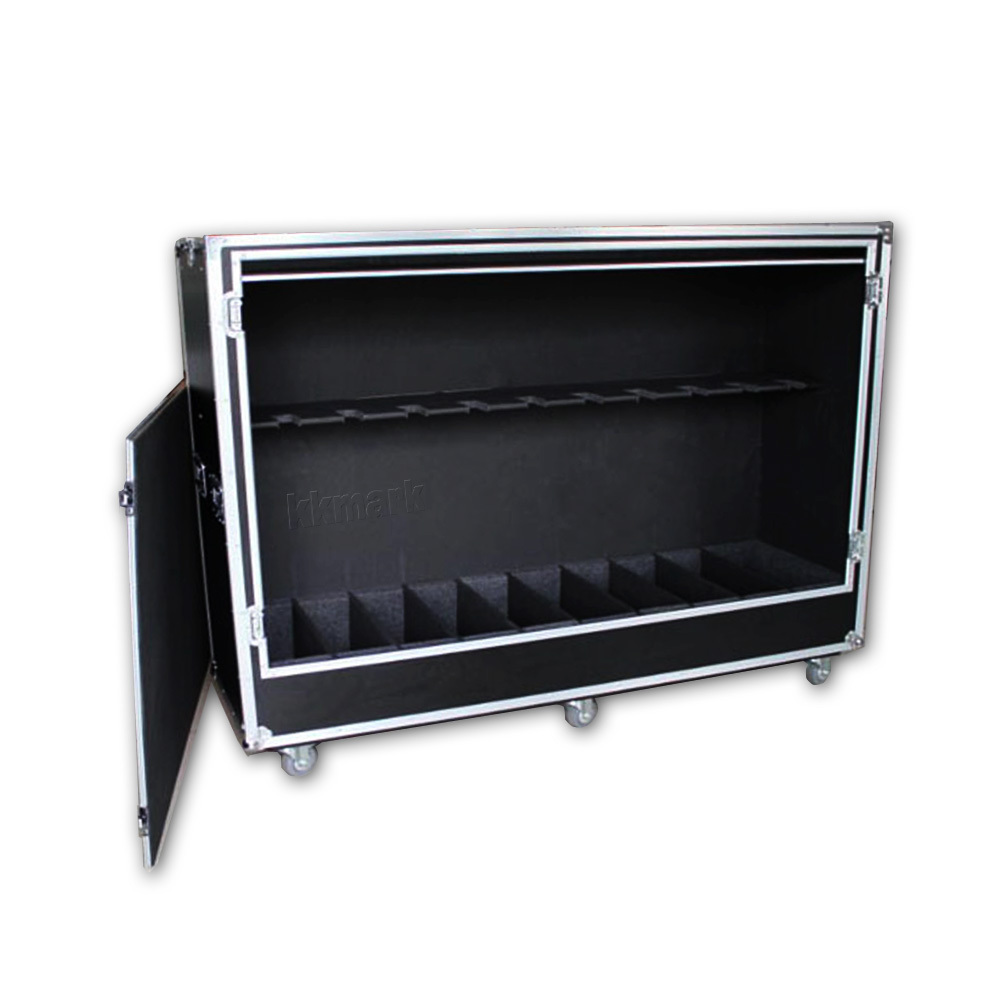 Customized Aluminum Guitar Flight Case for 8 Instruments with Wheels for Carry