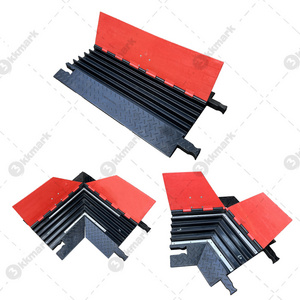 TPU material red orange black Yellow heavy duty speed hump Bumps Rubber Industrial  5 Channel Ramp Plastic Cable Protector