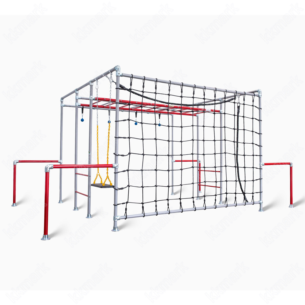 Outdoor Homemade portable fitness steel pipe gym sport equipment Kids backyard play ninja course training monkey bars swing sets