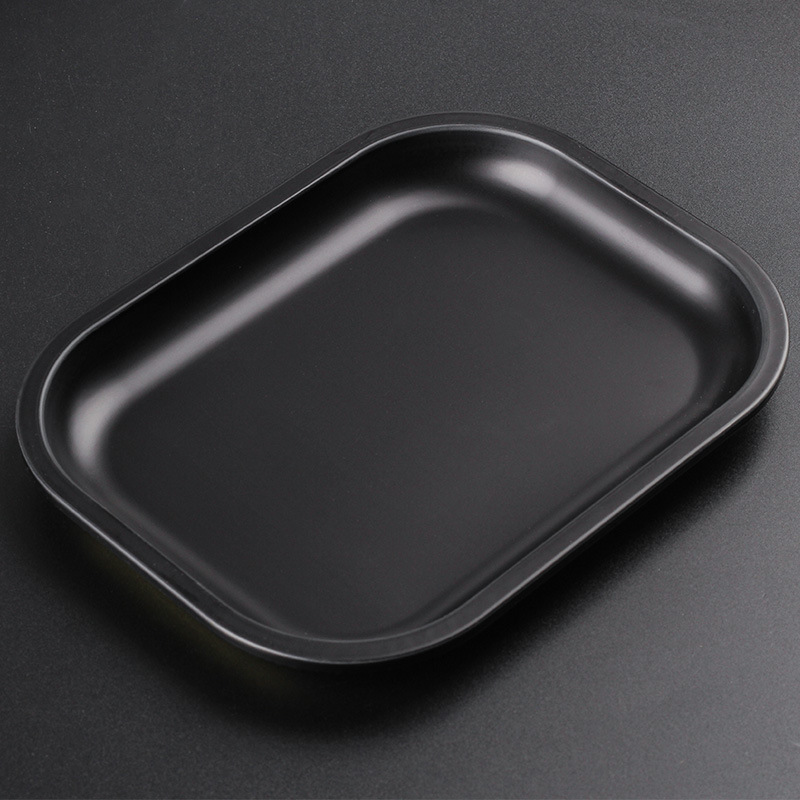 In Stock Blank Matt Black Wholesale Tin Trays Tinplate Metal Food Serving Tray Customization Rolling Tin Tray