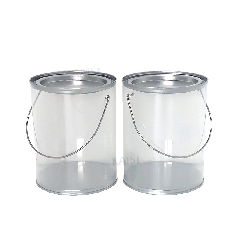 Custom Label Wholesale Round PVC Plastic Bucket With Metal Lid And Handle Tin Bucket Box PVC Chocolate Candy Container