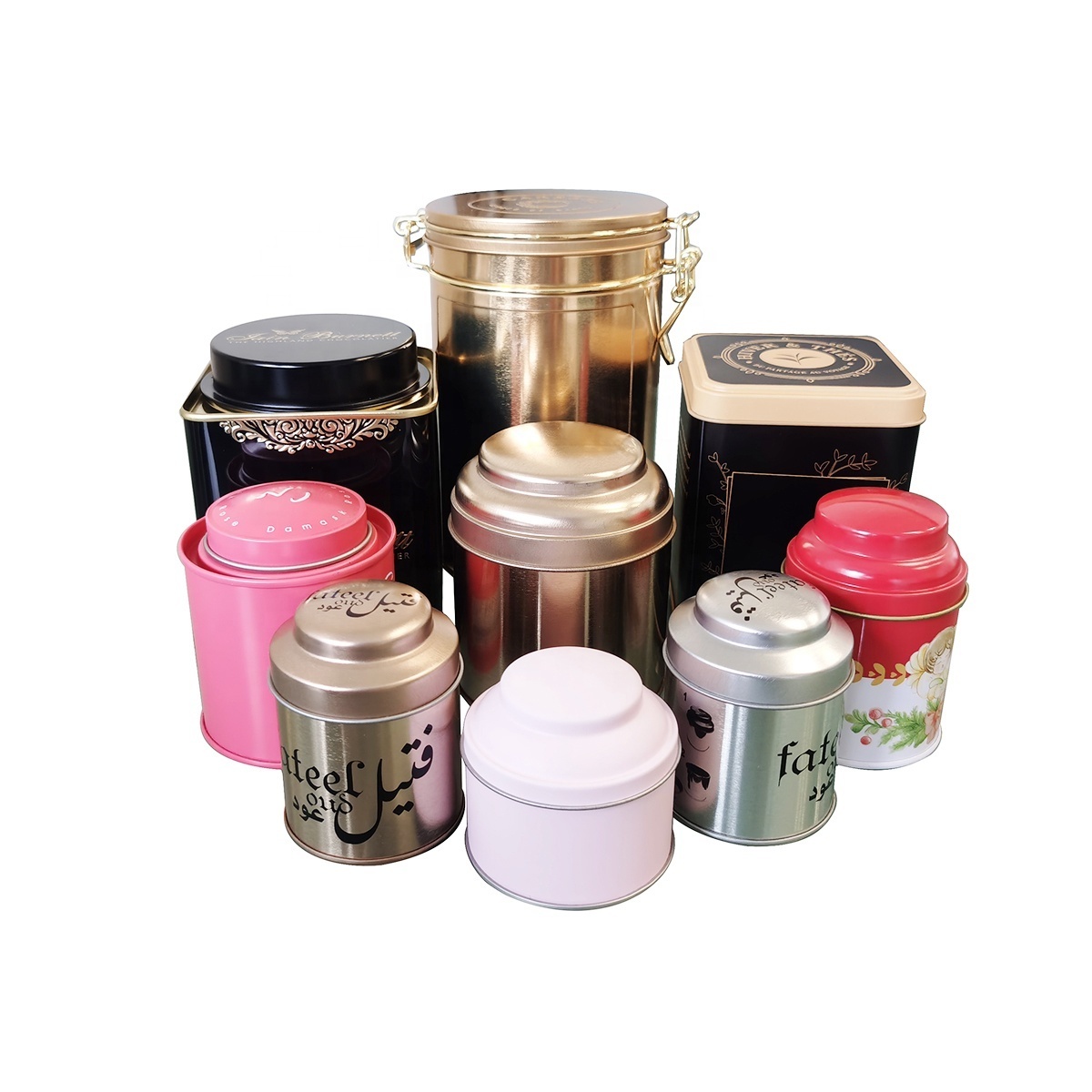 Luxury Tea Tins China Supplier Empty Metal Tea Can For Round Tea Tin Canister Multi Color Tin Box