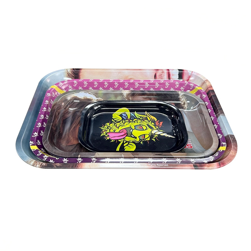 Multiple Size Custom LOGO Small Size Rolling Metal Tin Tray Tinplate Metal Serving Tray for Sale