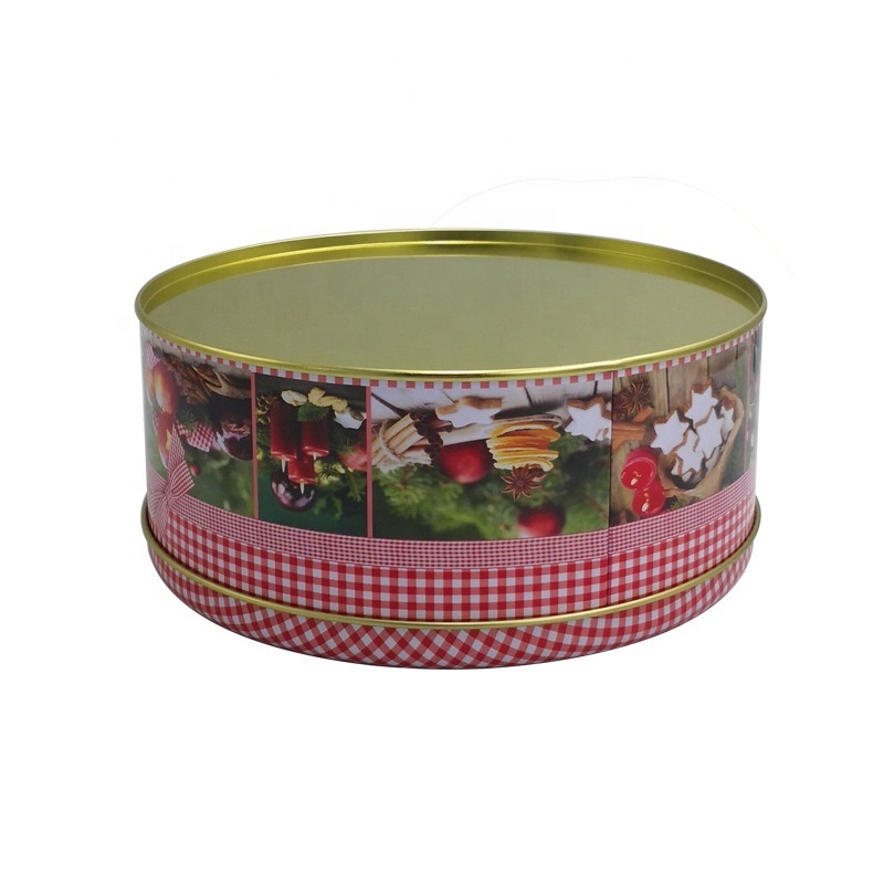 Wholesale Custom Christmas Cookie Tins Festive Cookie Tins for Gift Giving Round Metal Tin Containers