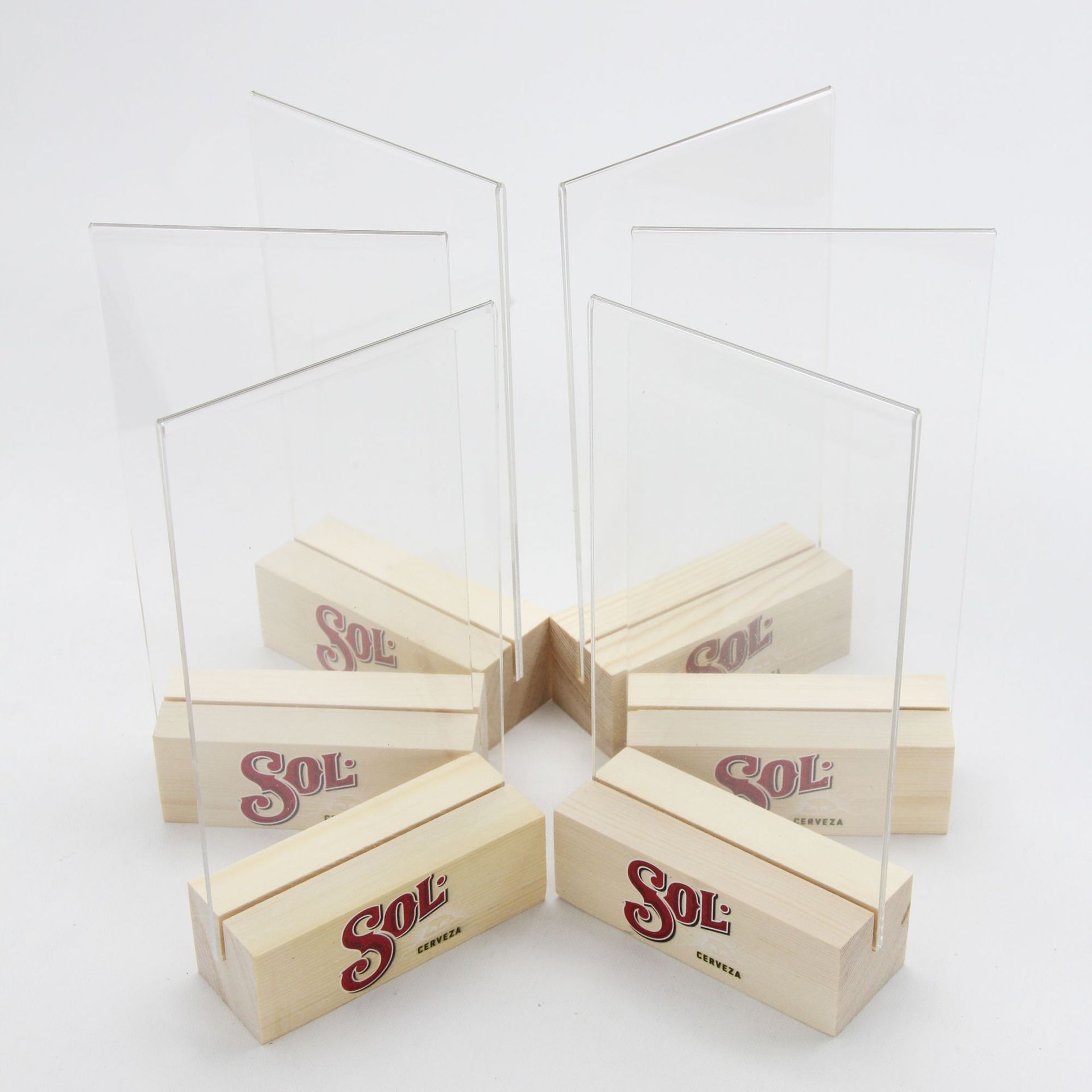 Acrylic Table Tent Frame Tabletop Photo Frame Menu Holder Display Stand With Wood Base Size A4 A5 A6