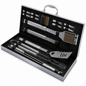 grilljoy Heavy Duty BBQ Grill Tools Set Extra Thick Stainless Steel Spatula, Fork& Tongs Complete Barbecue Accessories