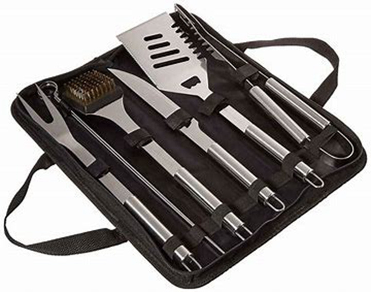 grilljoy Heavy Duty BBQ Grill Tools Set Extra Thick Stainless Steel Spatula, Fork& Tongs Complete Barbecue Accessories