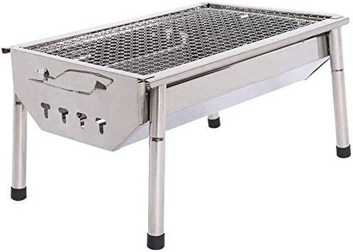 KKS Charcoal Grill Barbecue Portable BBQ Stainless Steel Folding BBQ Kabab Grill Hibachi Grill