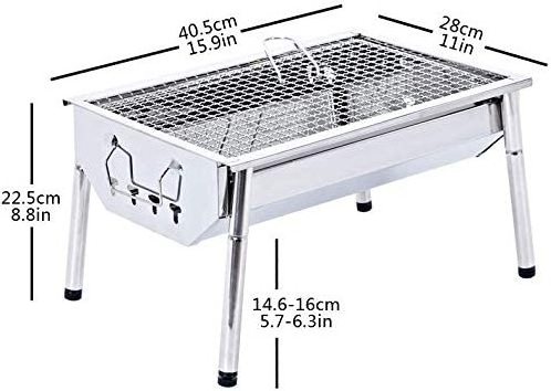 KKS Charcoal Grill Barbecue Portable BBQ Stainless Steel Folding BBQ Kabab Grill Hibachi Grill