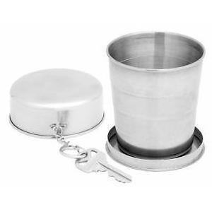 75ml foldable cups portable retractable stainless steel collapsible cup stainless steel metal camping cup with key chain