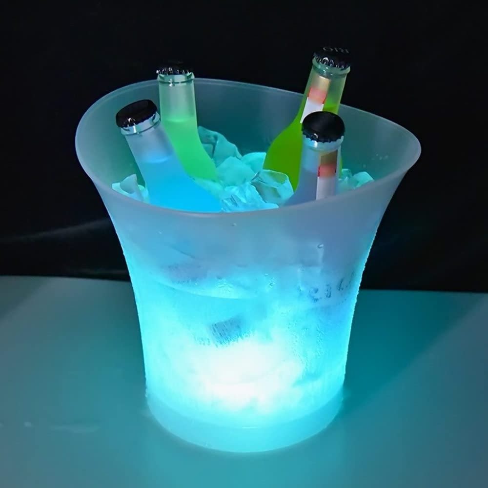 7 Color Light Up Flashing LED Large Plastic Oval Storage Tub Drink Cooler for Cocktail Bar Beer Bottle Drink Ice Bucket