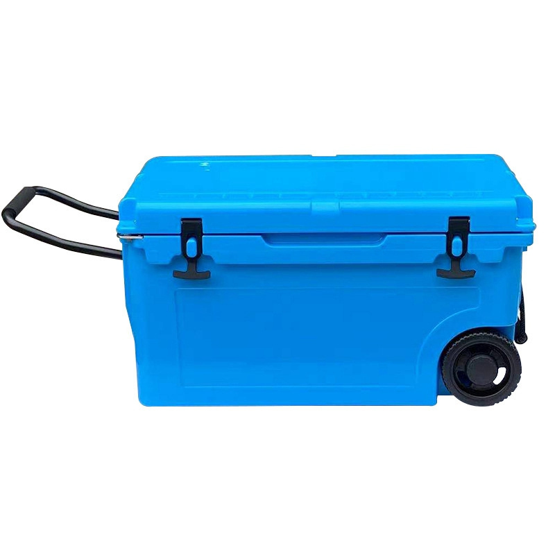 Professional Cheap 80L cooler box with trolley juice beer portable cooler box cooler rotomolded box