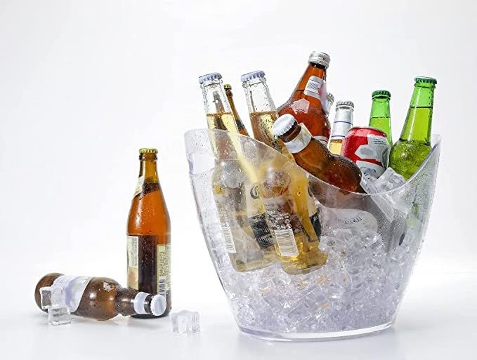 Bar Champagne Beer LED Acrylic Ice Bucket with Handles Large Ice Buckets Beer Bucket