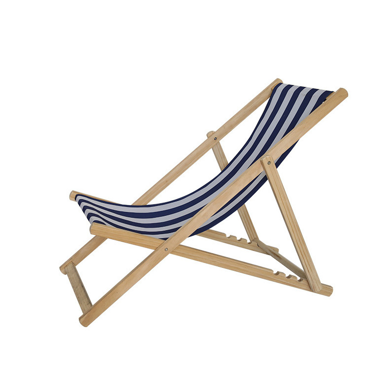 Cheap Outdoor Wood Canvas Chair Foldable Beach Lounge Chair with Adjustable Height Folding Beach Chairs