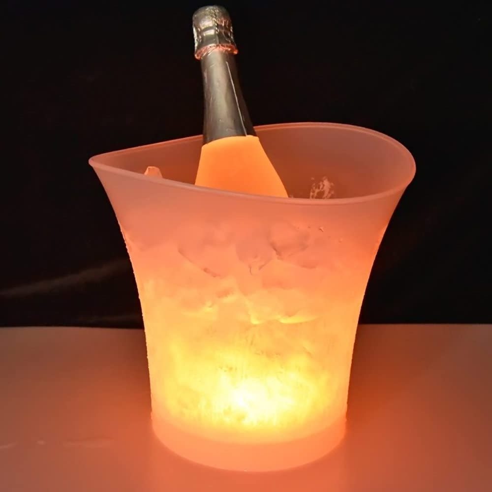 7 Color Light Up Flashing LED Large Plastic Oval Storage Tub Drink Cooler for Cocktail Bar Beer Bottle Drink Ice Bucket