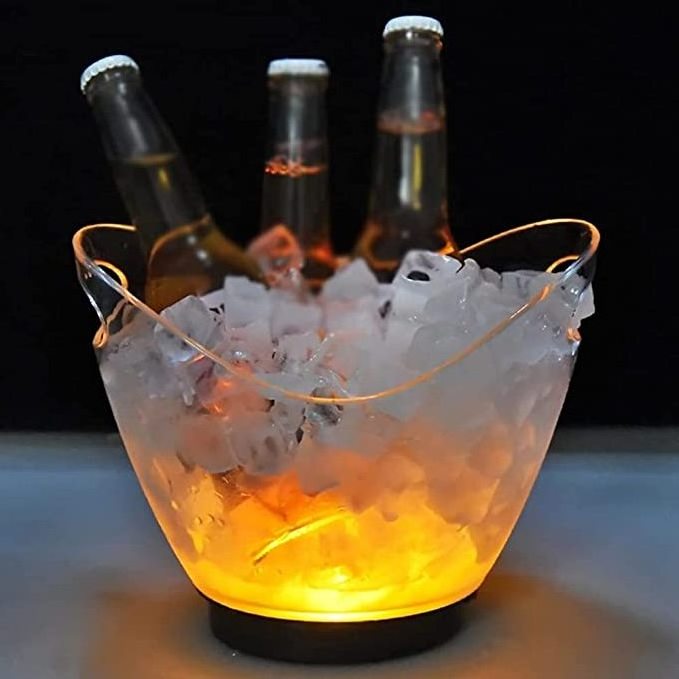 Bar Champagne Beer LED Acrylic Ice Bucket with Handles Large Ice Buckets Beer Bucket