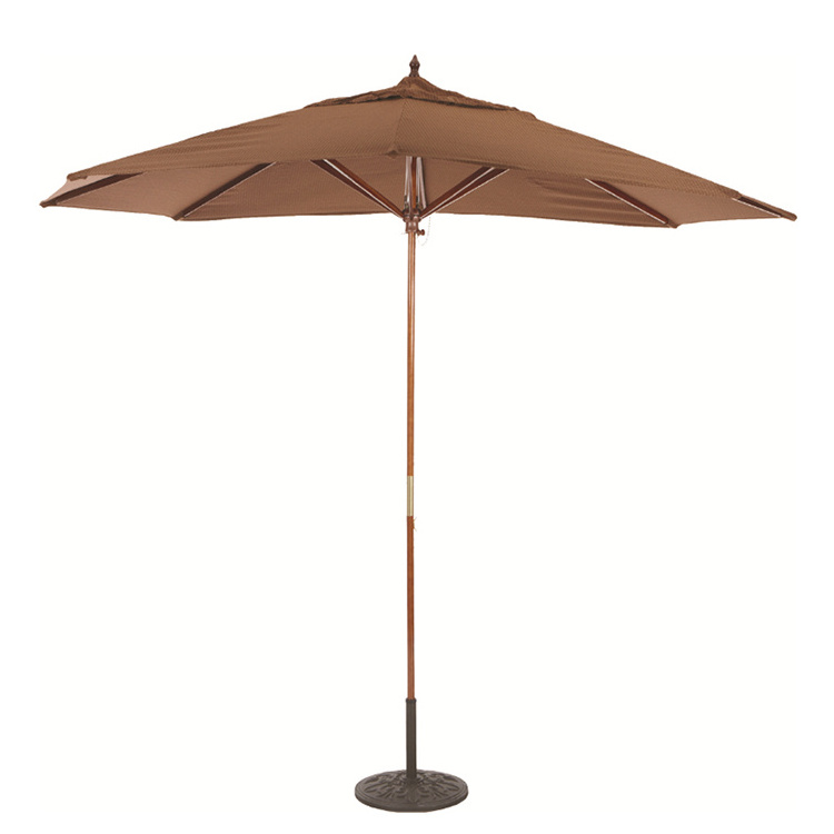 Sun shade bamboo wooden beach umbrella outdoor patio umbrella with base