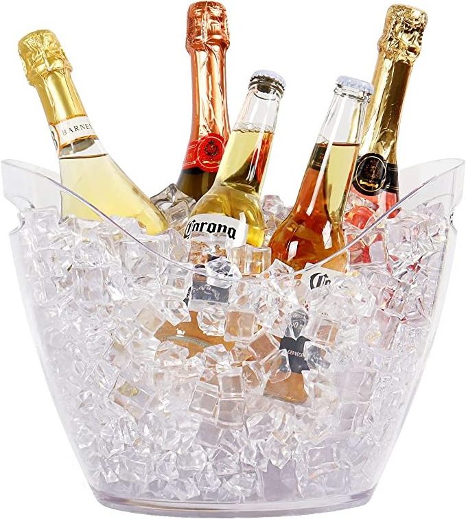 Bar Champagne Beer LED Acrylic Ice Bucket with Handles Large Ice Buckets Beer Bucket