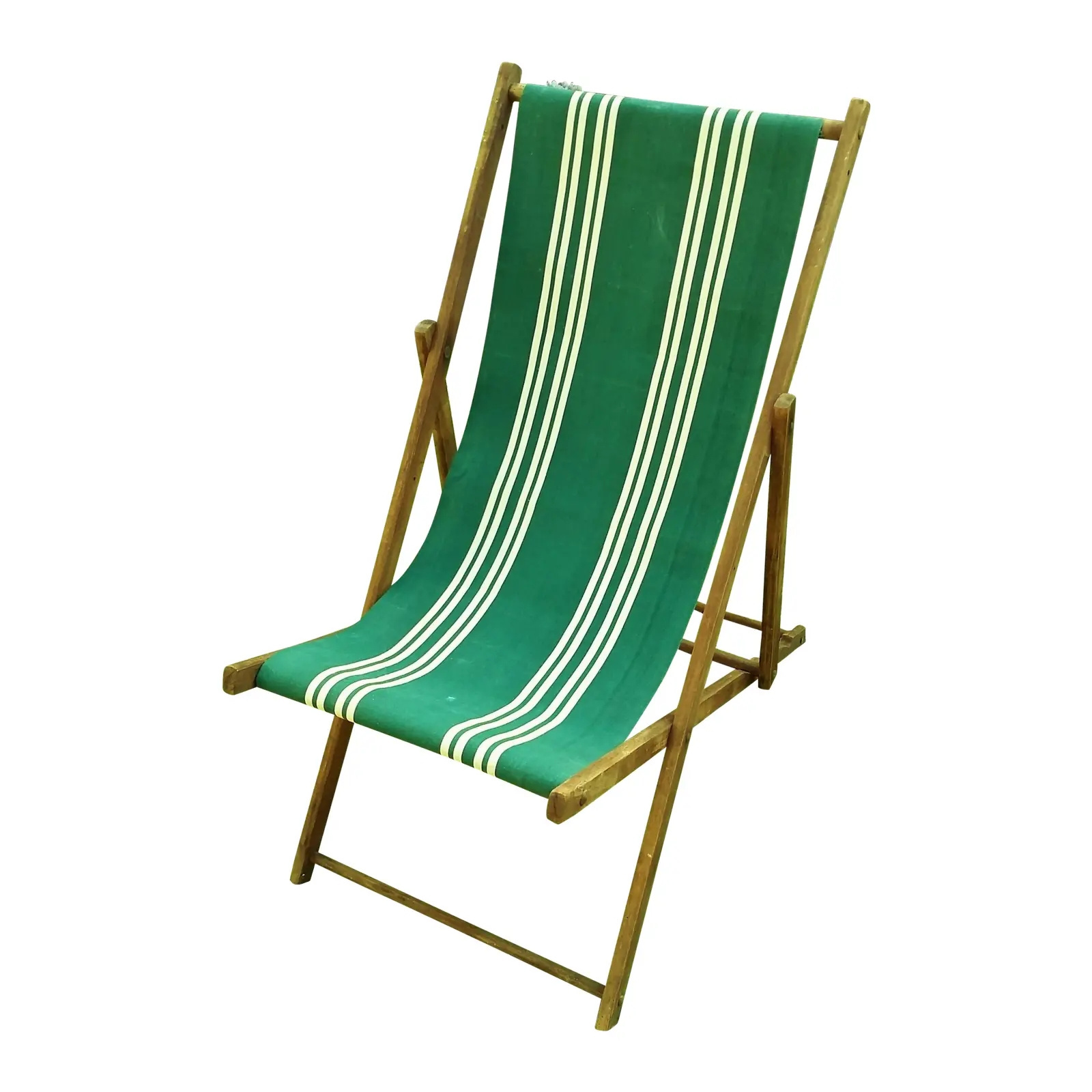 Stripe Fabric Custom Wooden Foldable Deckchair Lounge Beach Chair For Outdoor Beach With Logo