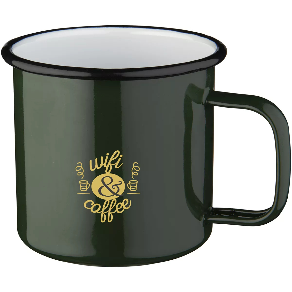 12oz 14oz 16oz Green white blue stainless steel camping coffee custom metal mini enamel cup with logo for promotion