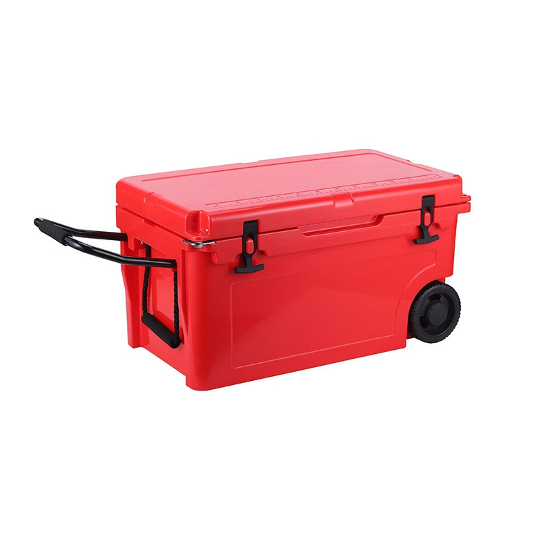 Professional Cheap 80L cooler box with trolley juice beer portable cooler box cooler rotomolded box