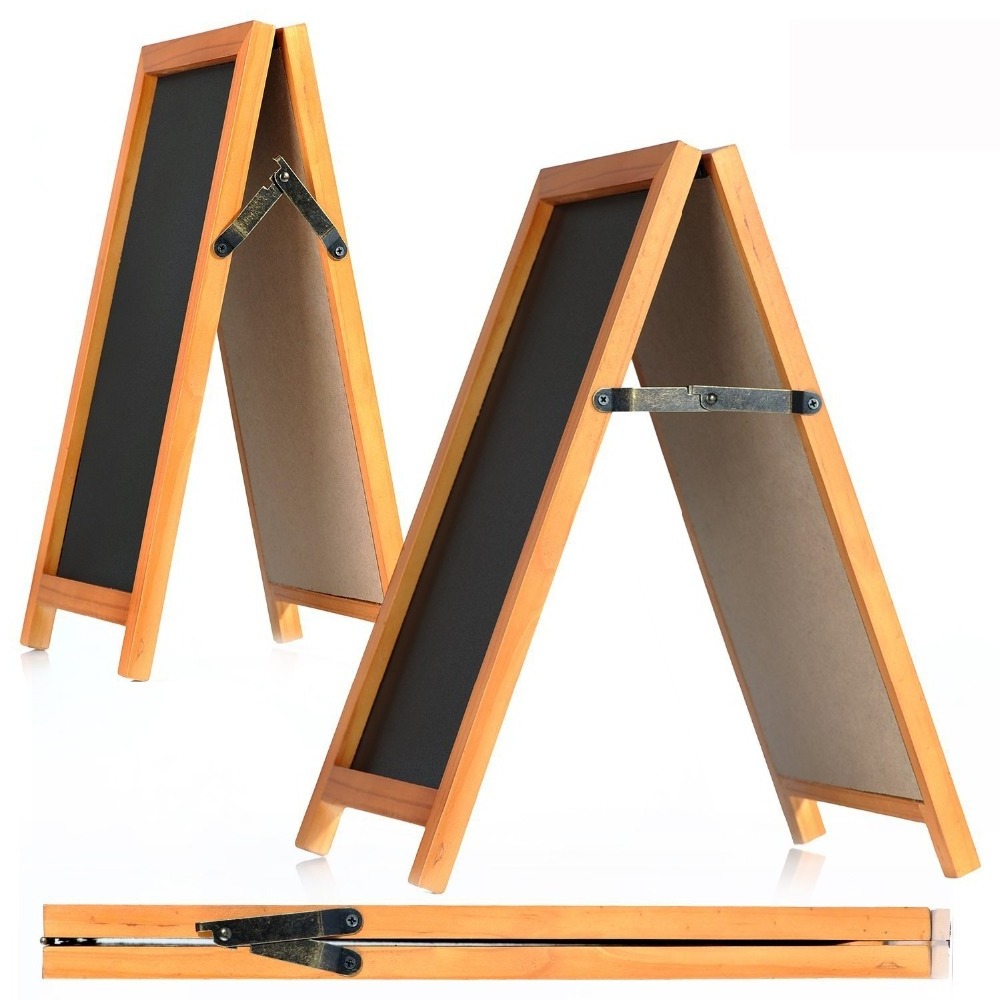 Fantastic Blackboard for Restaurants, Bars and Shops. Robust Indoor and Outdoor A-Frame Wooden Chalkboard with Liquid Chalk