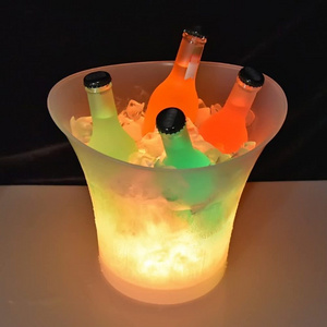 7 Color Light Up Flashing LED Large Plastic Oval Storage Tub Drink Cooler for Cocktail Bar Beer Bottle Drink Ice Bucket