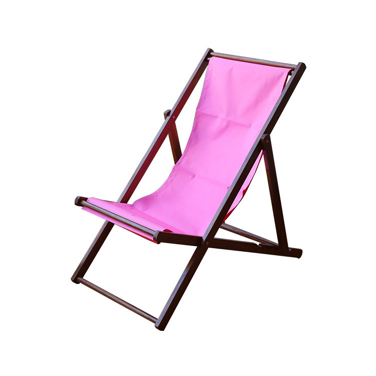 Cheap Outdoor Wood Canvas Chair Foldable Beach Lounge Chair with Adjustable Height Folding Beach Chairs