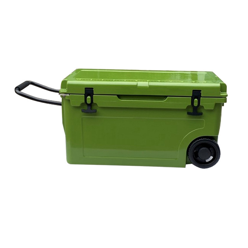 Professional Cheap 80L cooler box with trolley juice beer portable cooler box cooler rotomolded box