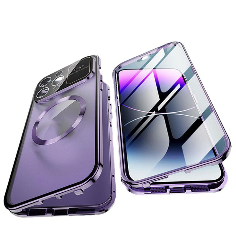 Luxury Privacy Screen Tempered Glass 360 Protection Phone Case For iPhone 15  Plus 13 12 14 Pro Max Metal Frame Shockproof Cover