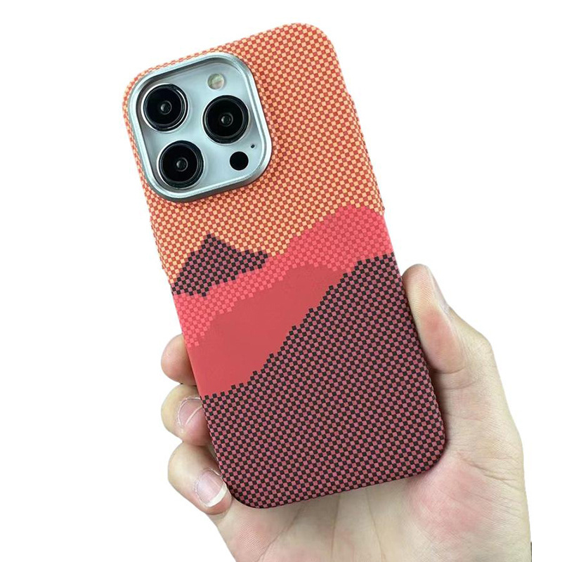 Luxury Plaid Pattern Magnetic Wireless Charging Phone Case For iPhone 15 12 14 13 ProMax Metal Camera Frame Shockproof Cover