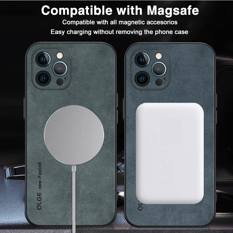 Dropshipping Fashion Magnetic Wireless Charging Phone Case For iPhone 15 14 13 12 Pro Max 14 15 Plus Shockproof PU Resin Cover