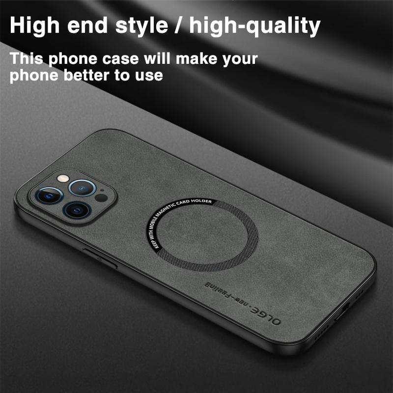 Dropshipping Fashion Magnetic Wireless Charging Phone Case For iPhone 15 14 13 12 Pro Max 14 15 Plus Shockproof PU Resin Cover