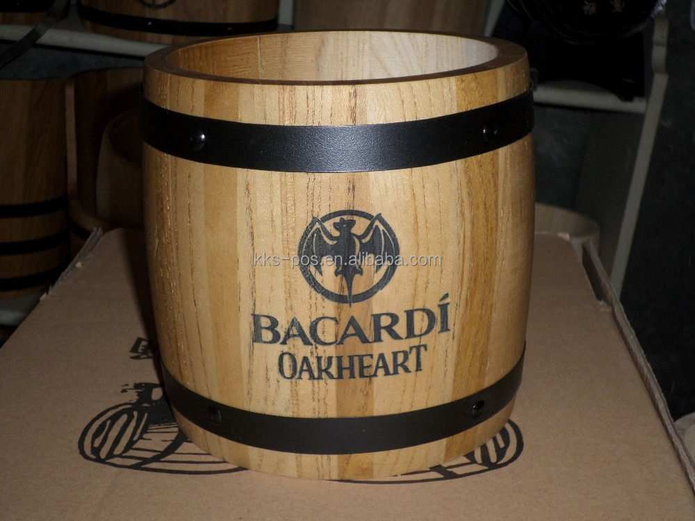 Vintage Wooden Ice Bucket For Drink Promotion