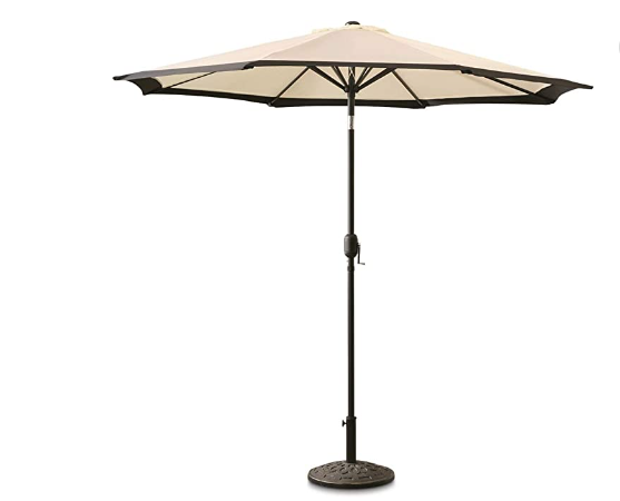 2.7M Waterproof Outdoor Garden Patio Umbrella With Push Button Tilt And Crank,Wood Print Market Umbrella Parasols