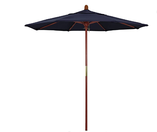 2.7M Waterproof Outdoor Garden Patio Umbrella With Push Button Tilt And Crank,Wood Print Market Umbrella Parasols