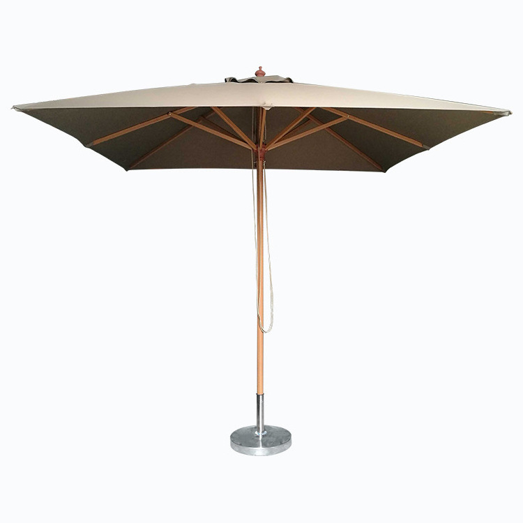 Custom 2m 3m 4m Square Outdoor Patio Pole Umbrella for Cafe Coffee Brewery Advertising Sun Shade Bamboo Wooden Beach Umbrella