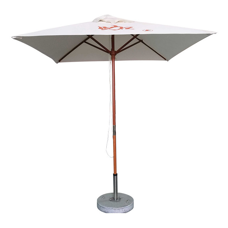 Custom 2m 3m 4m Square Outdoor Patio Pole Umbrella for Cafe Coffee Brewery Advertising Sun Shade Bamboo Wooden Beach Umbrella