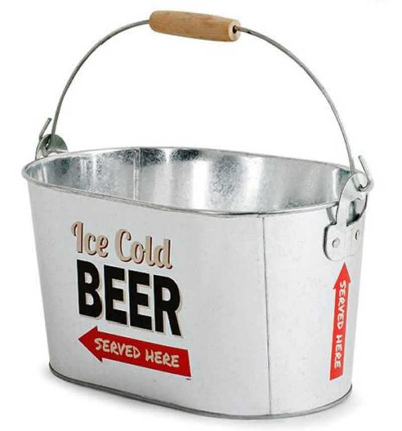 Round square oval customized 1L 3L 5L 6L 8L 10L 15L 20L screen imprint varnishing galvanized metal beer ice bucket with opener