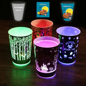 Holiday Party Decorations 12oz14oz 16oz Color Change Party LED Glass LED Mug Light up Glowing Luminous LED Cup