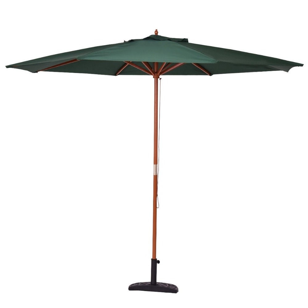 3M Wooden Patio Umbrella Sun Shade Wood Pole Beach Cafe Garden Parasol Outdoor