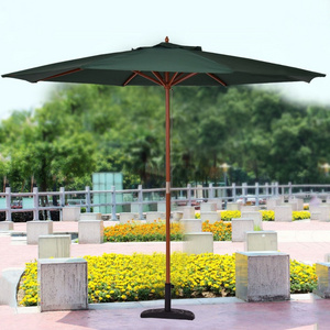 3M Wooden Patio Umbrella Sun Shade Wood Pole Beach Cafe Garden Parasol Outdoor