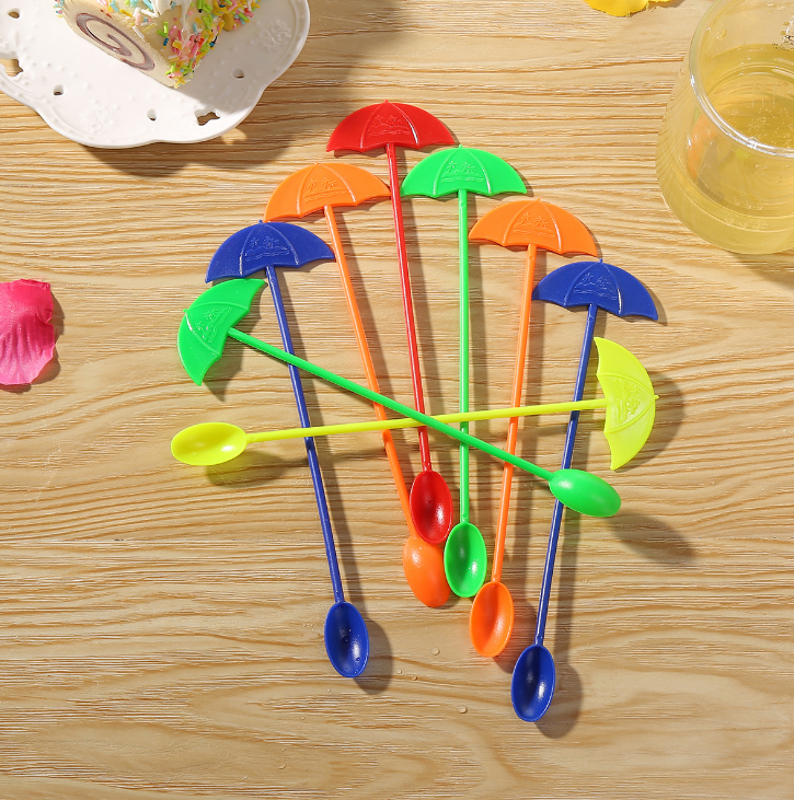 China factory high quality plastic Cocktail Drink stirrers plastic mixing spoon coffee stir umbrella stirrers