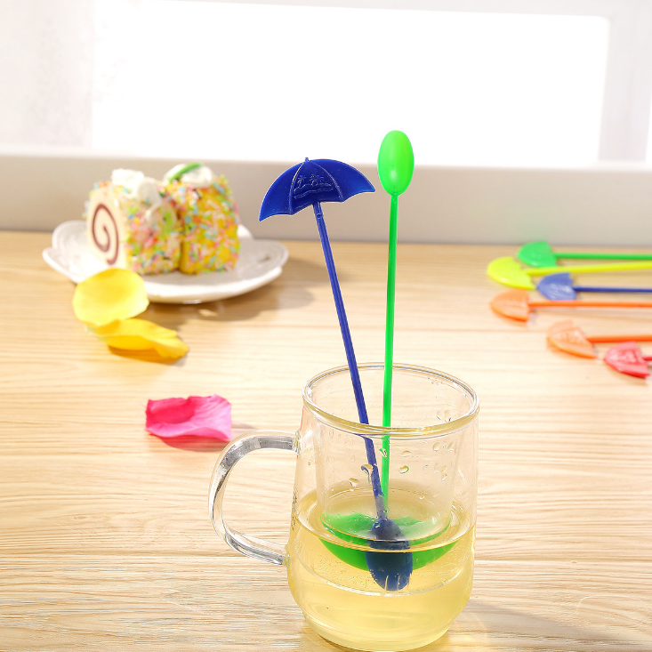 China factory high quality plastic Cocktail Drink stirrers plastic mixing spoon coffee stir umbrella stirrers