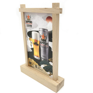 Wooden Acrylic Menu Holder Table Top Tent Mini Menu Chalkboard Clear Acrylic Frame Wood Base  Restaurant Display  Menu